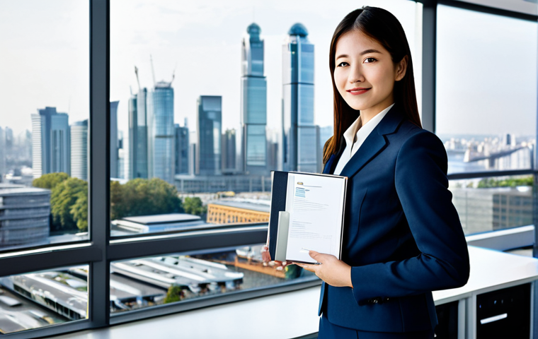 **
"A confident international trade professional, fully clothed in a stylish and appropriate business suit, standing in a modern office with a city skyline view. She is holding a portfolio showcasing successful projects and quantified achievements. The image emphasizes her expertise and value in the global market. Safe for work, appropriate content, professional, perfect anatomy, natural pose, well-formed hands, proper finger count, modest clothing, family-friendly."
**