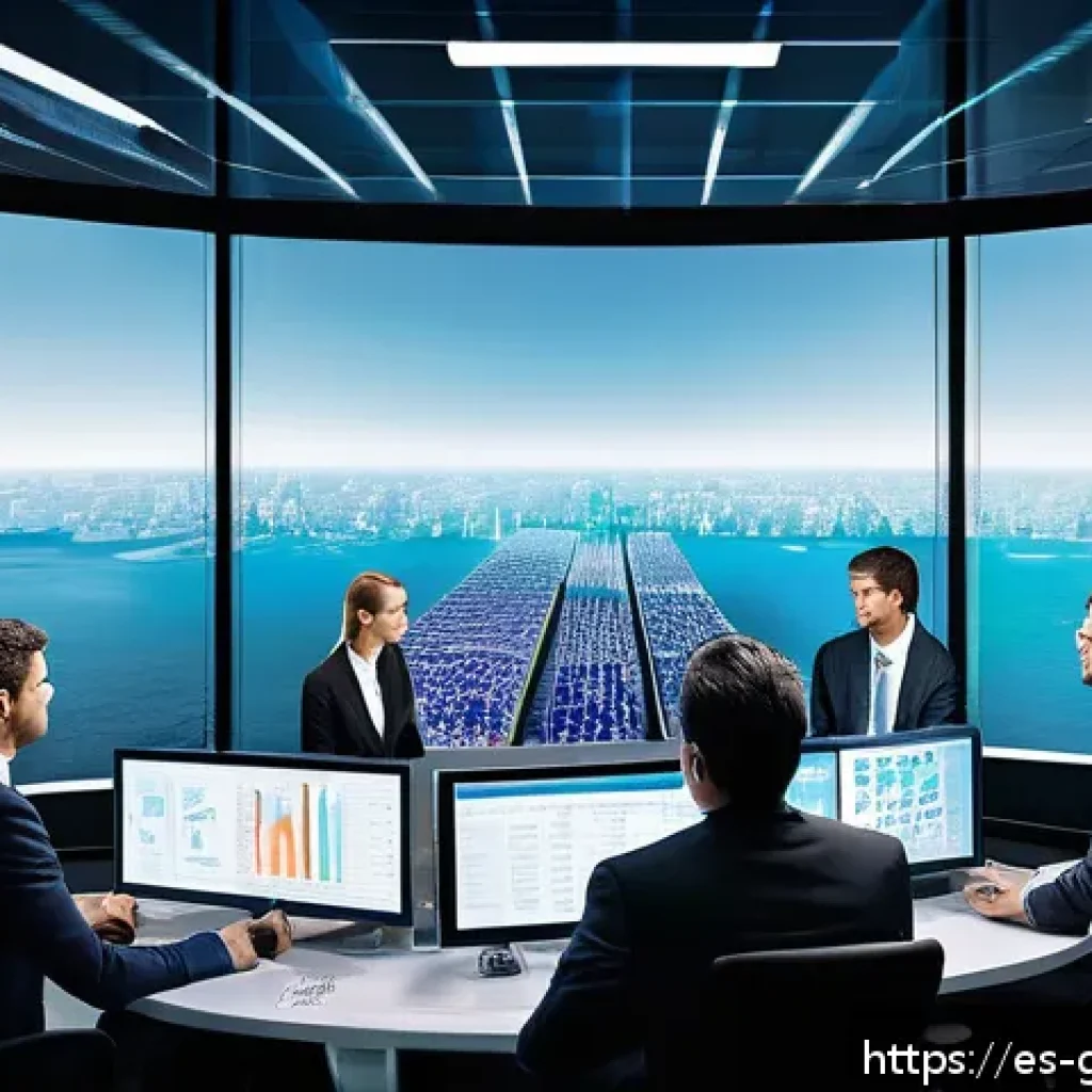 무역 전문가가 읽어야 할 필독서 목록 - A detailed, professional office scene showing a diverse group of international businesspeople analyz...